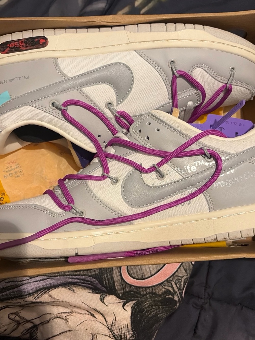 Off-White Men's Sneakers in White, Light Gray and Purple Accents
